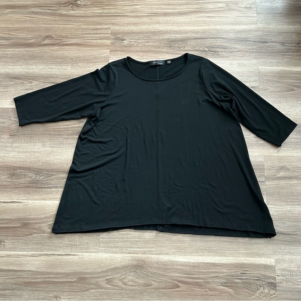 Eyn Black 3/4 Sleeve Loose Shape Pill Over Top Women Size 1X